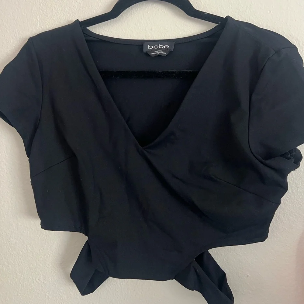 Bebe Black Cut-Out Crop Top - Picture 3 of 5